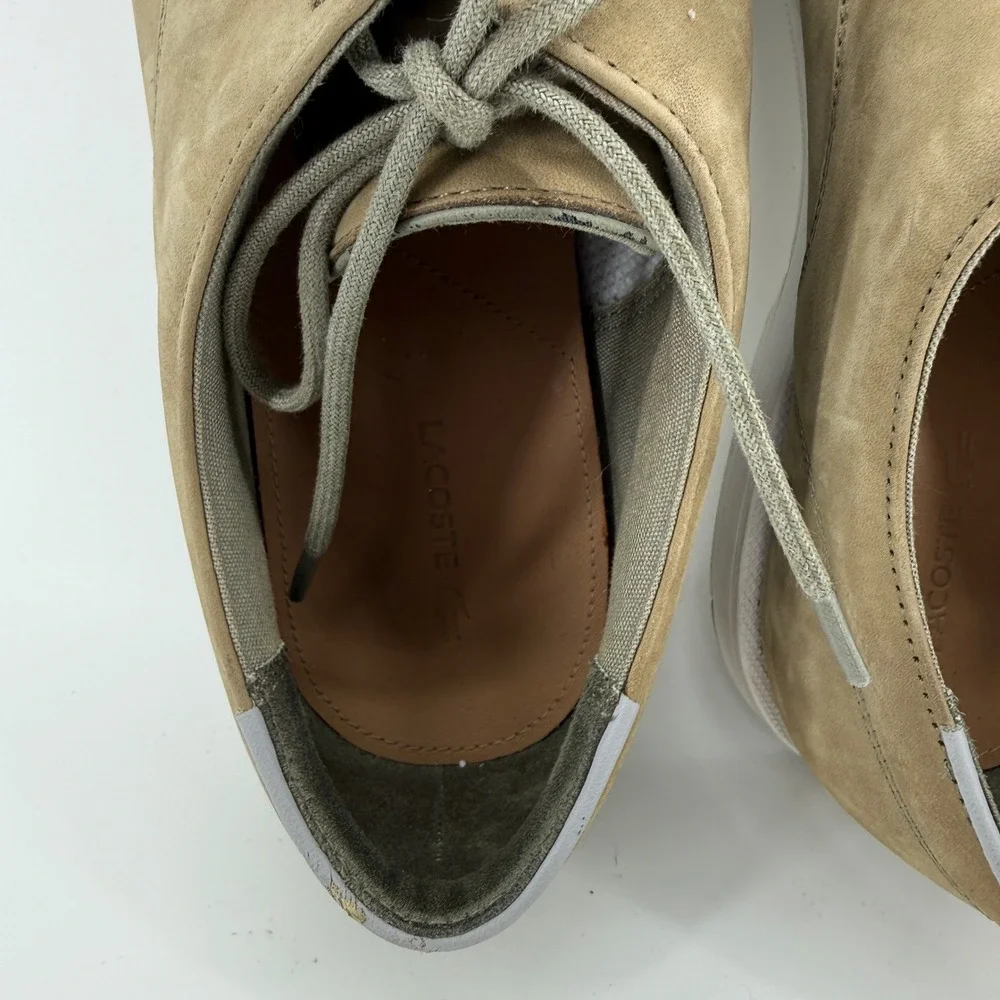 Lacoste Laccord 117 1 CAM Oxford Mens 10 Tan Leather Sneakers Dress Shoes